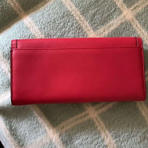 Coach Taylor Coral Colored Leather Flap Wallet - Picture 2 of 10